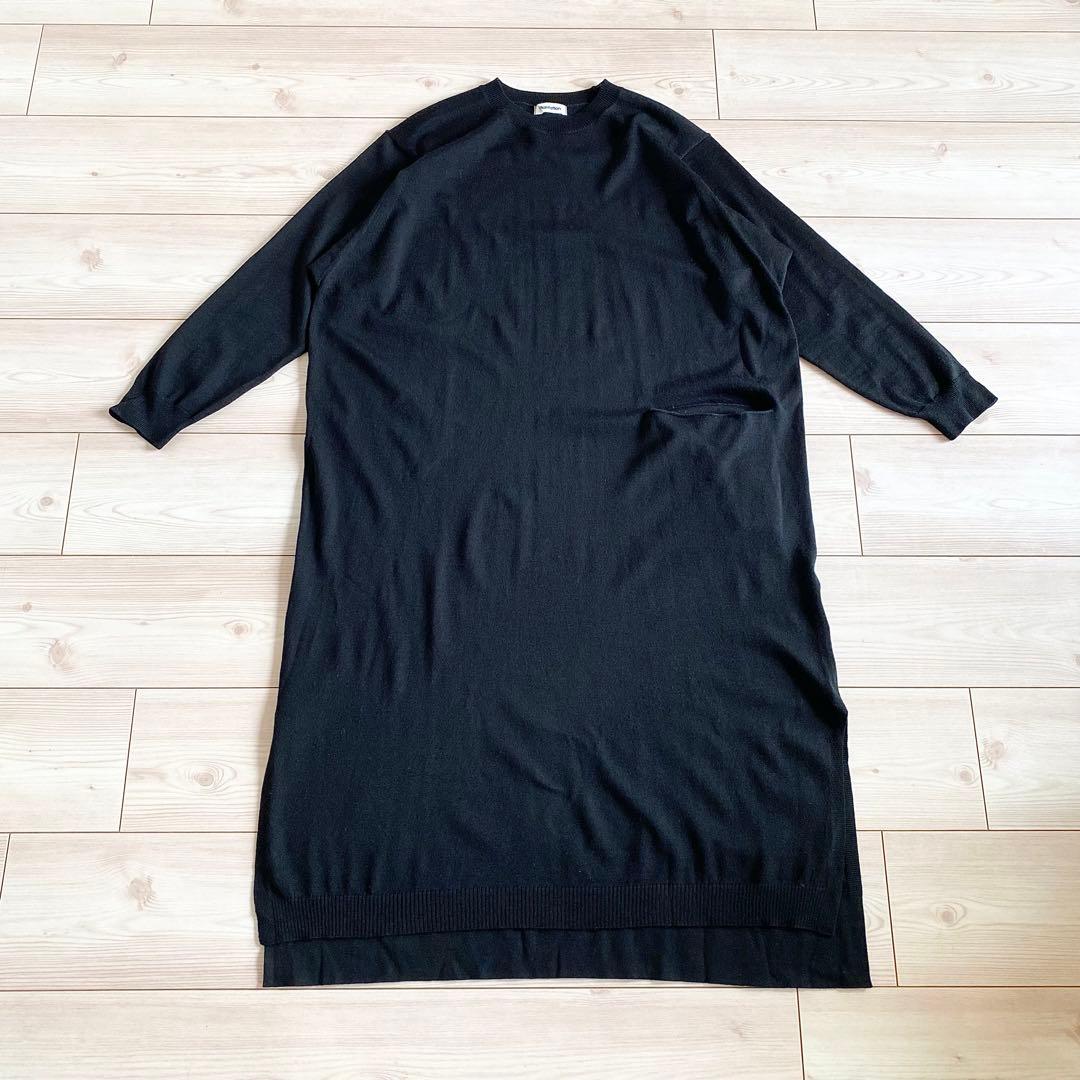 美品 Plantation 2021AW ウーステッドヤーン ワンピース M 黒