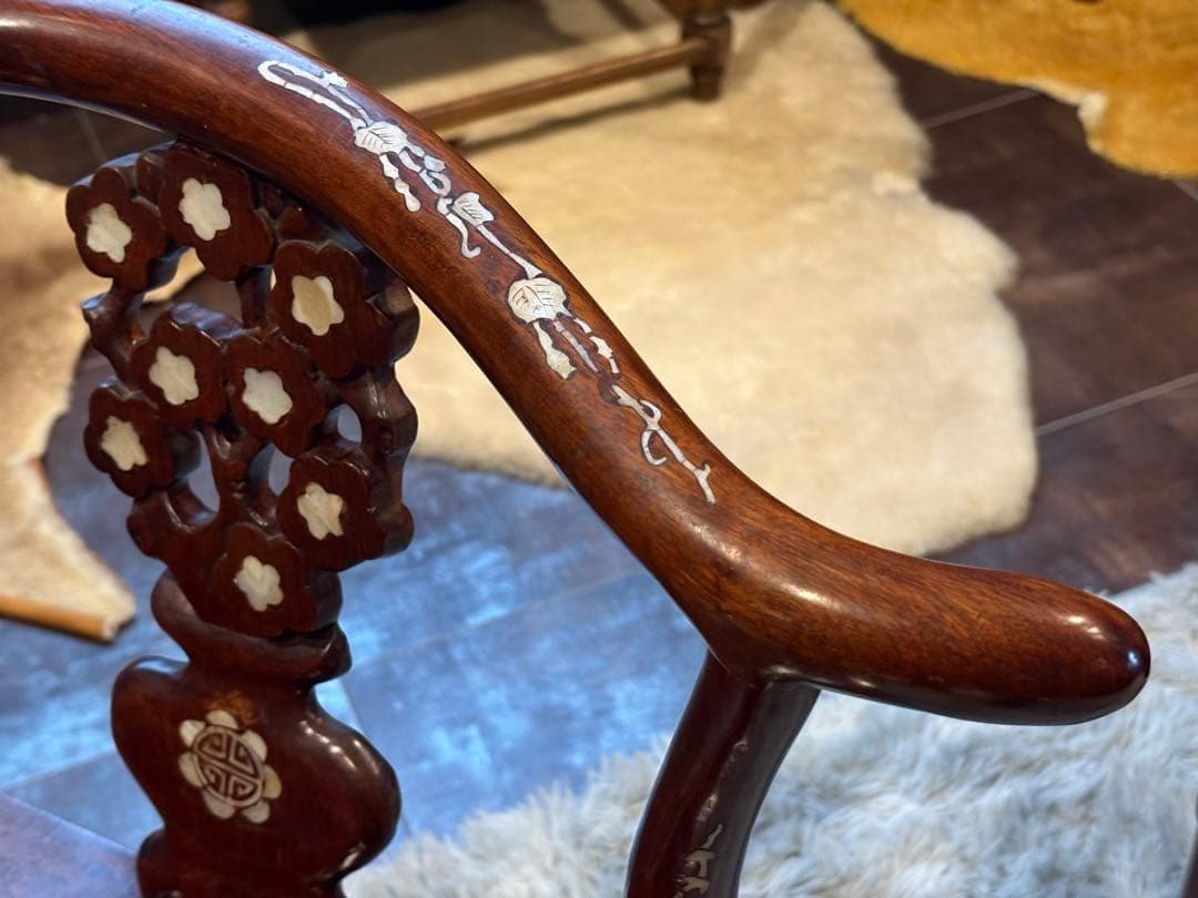 希少　サイドチェア　螺鈿細工 唐木家具 椅子 チェア アームチェア　NZ