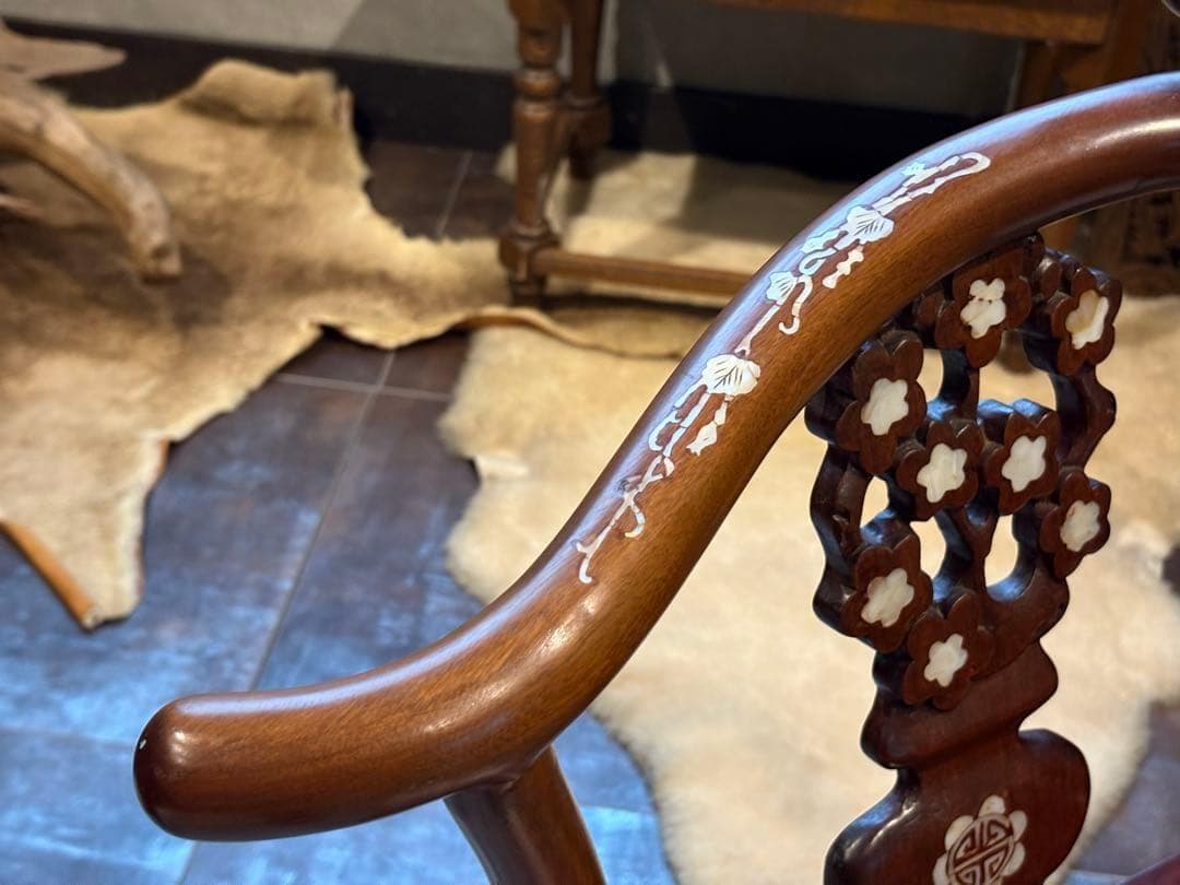 希少　サイドチェア　螺鈿細工 唐木家具 椅子 チェア アームチェア　NZ