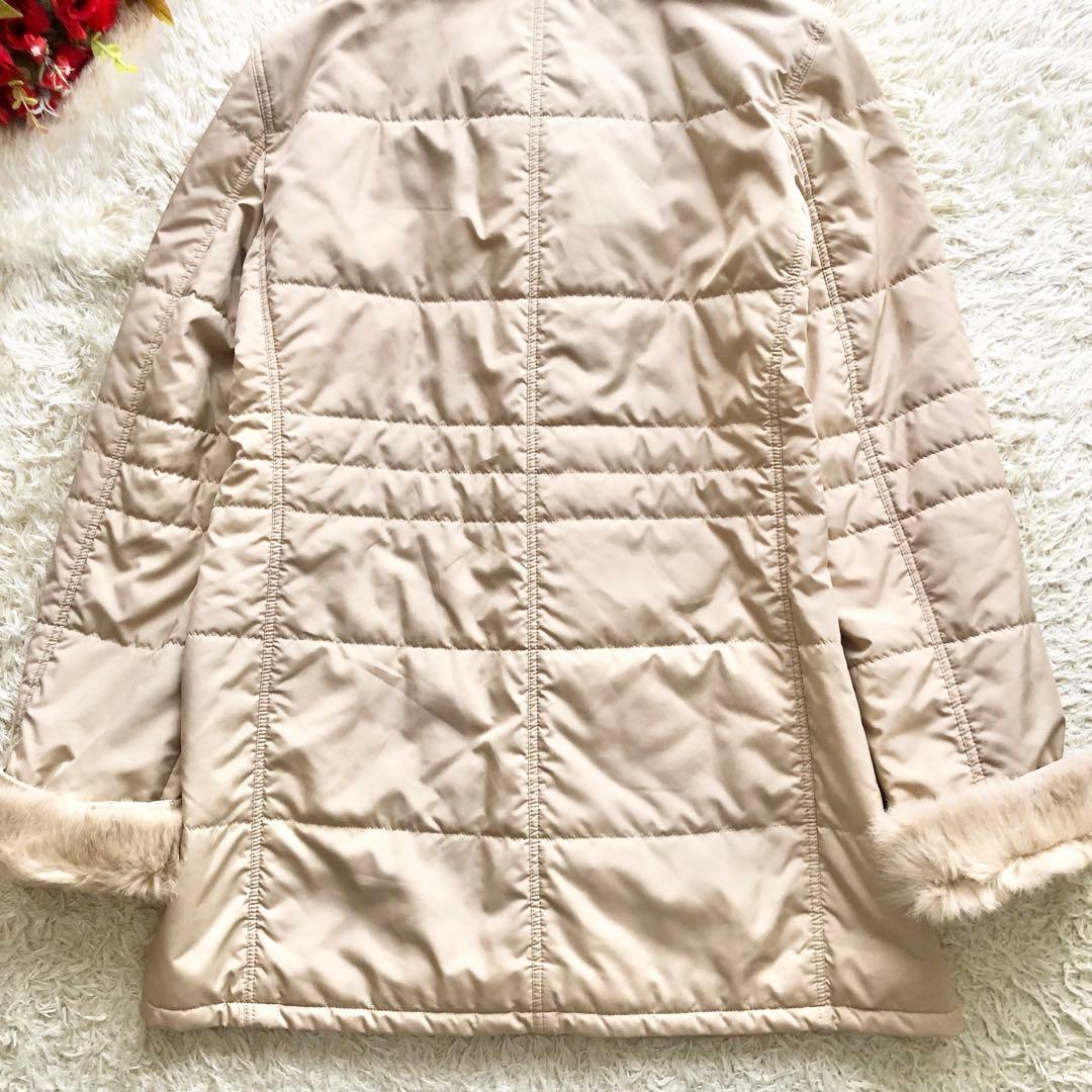 BURBERRY LONDON♪毛皮ノバチェック中綿コート　M ラビット2way