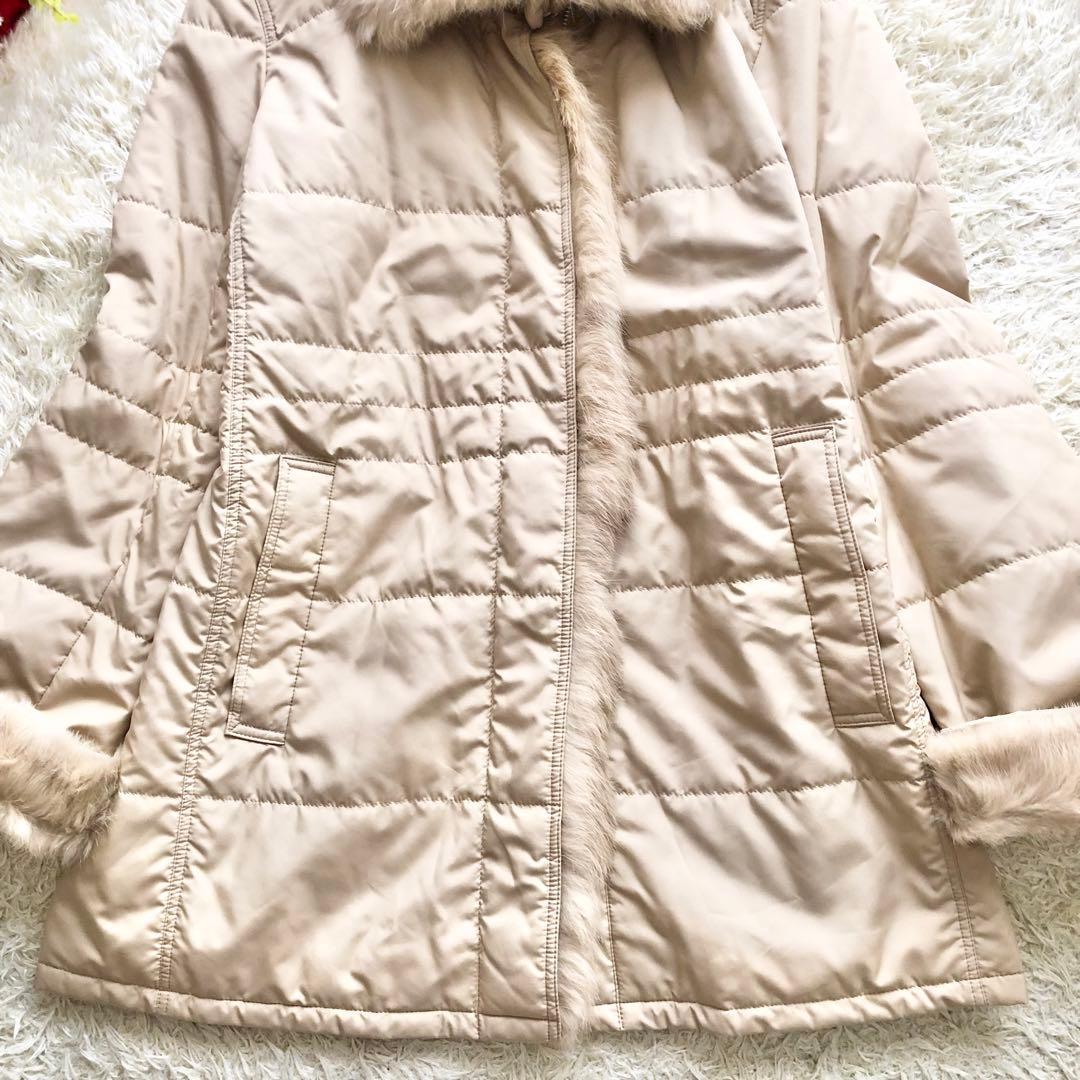 BURBERRY LONDON♪毛皮ノバチェック中綿コート　M ラビット2way