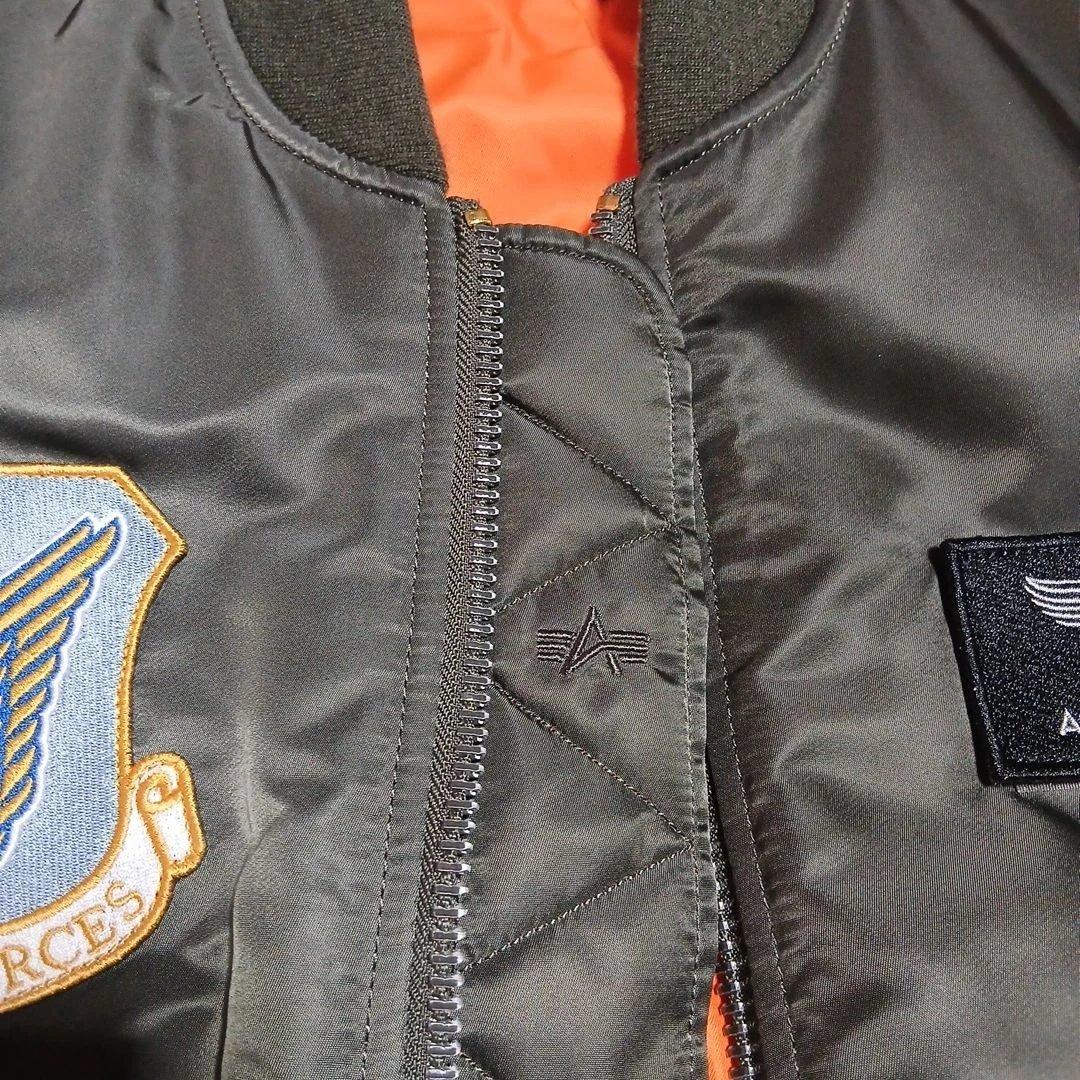 フライトジャケットMA1 AIRCREW TIGHT PATCH濃緑灰L新品同様
