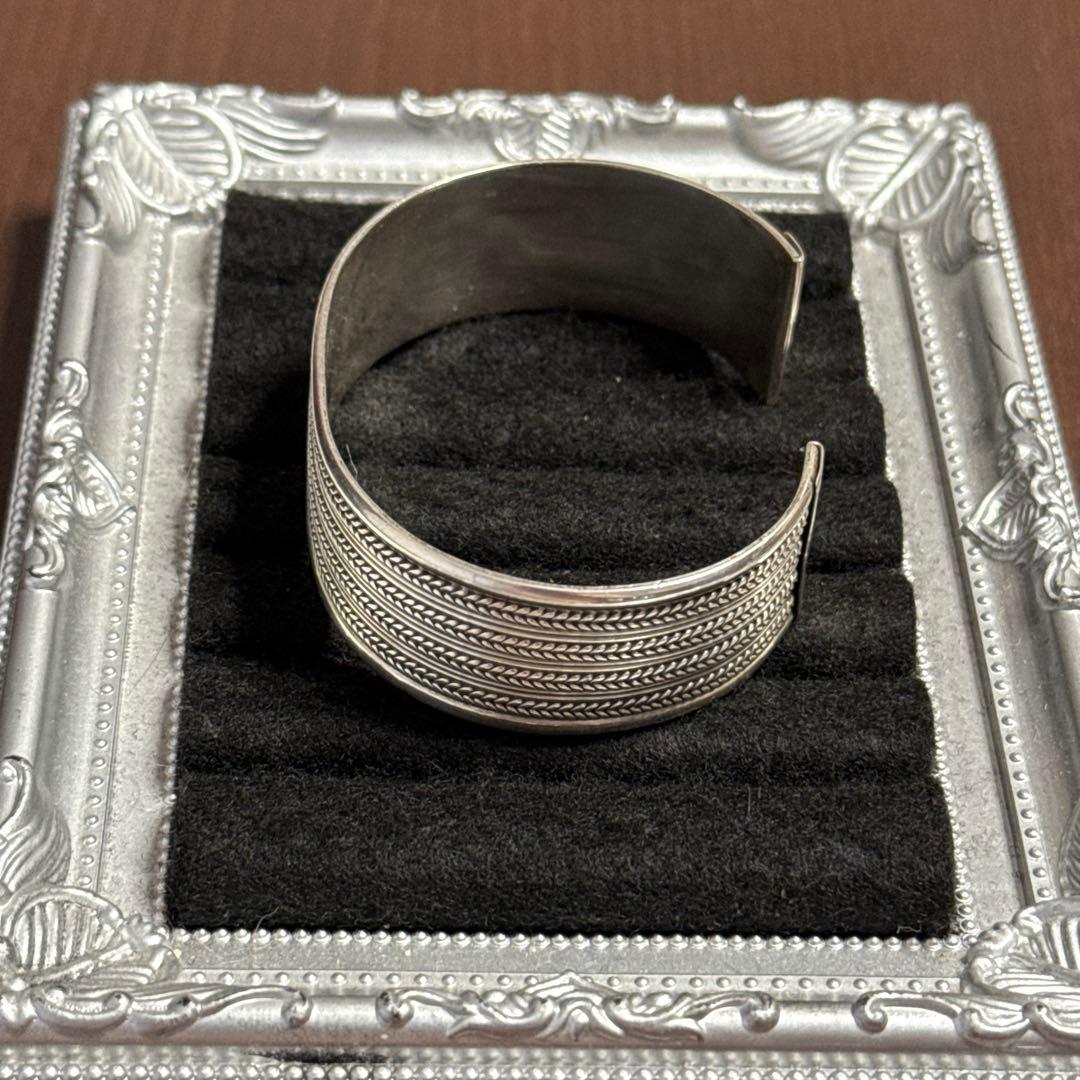 シルバー 925バングル ブレスレット エスニック アンティーク調 アクセサリー