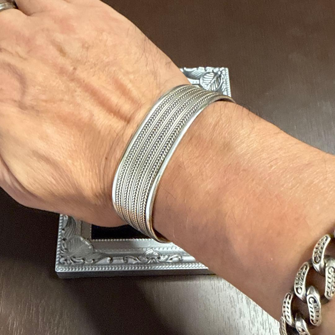 シルバー 925バングル ブレスレット エスニック アンティーク調 アクセサリー