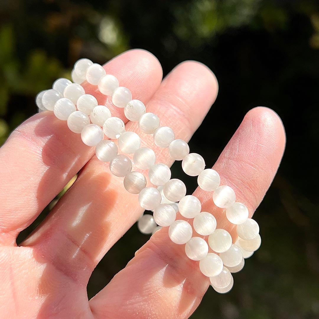 最高級　3連ホワイトサゲニティッククォーツ　ネックレス＆ブレスレット　1