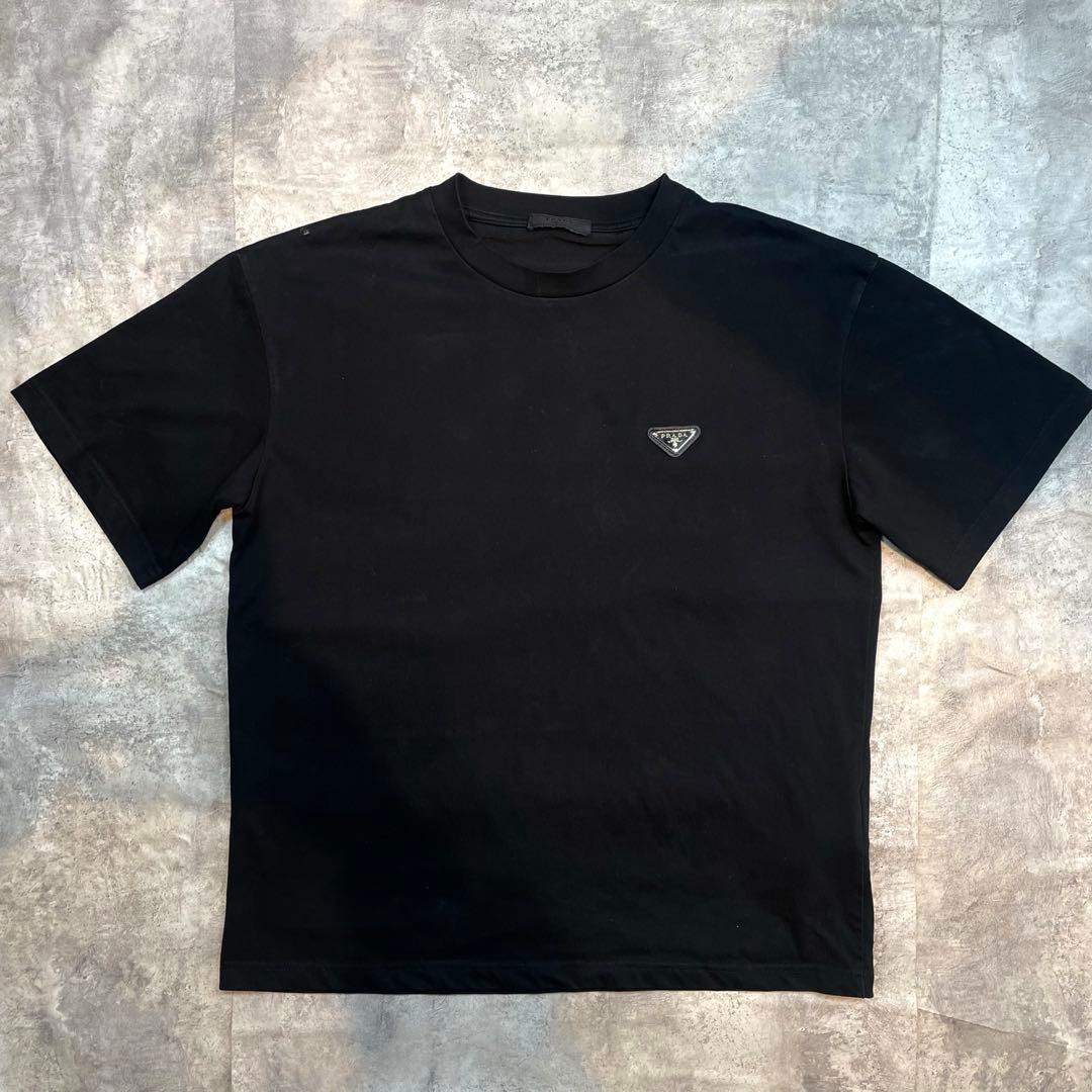 PRADA プラダ Tシャツ ブラック メンズ トライアングルロゴプレート
