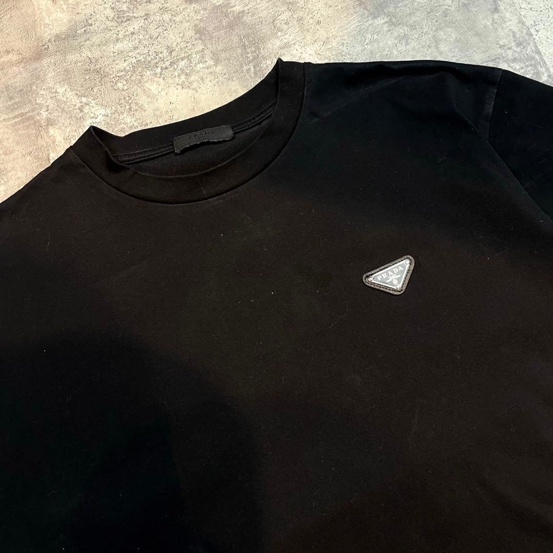 PRADA プラダ Tシャツ ブラック メンズ トライアングルロゴプレート