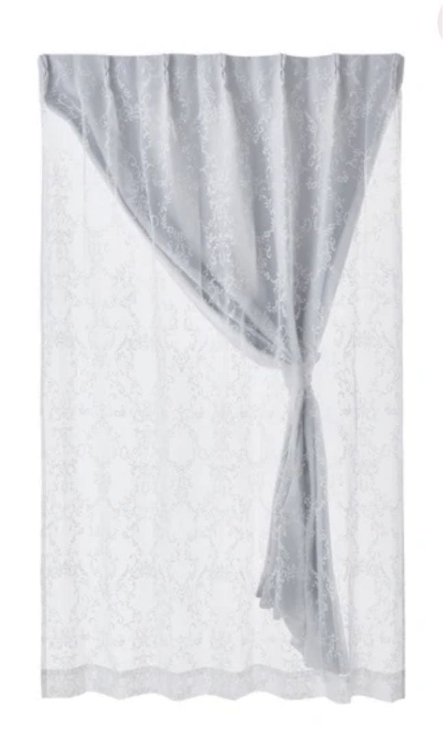 FrancfrancダブルカーテンH2000×W1000 ホワイト×ライトグレー