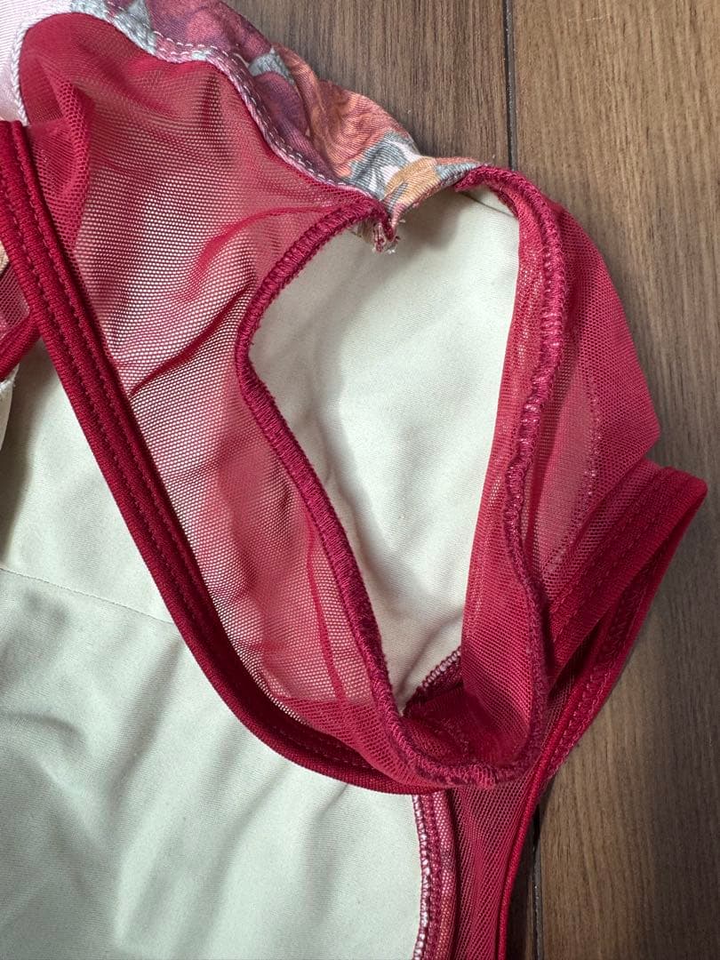 unoa レオタード　猫柄　赤　レッド　MS