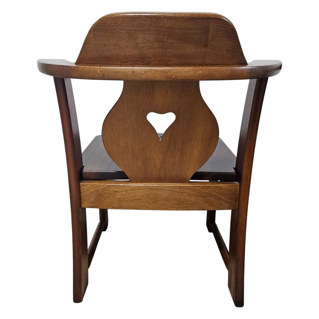 木製 ダイニングチェア 肘付き ハート背もたれ 板座 2脚セット ヴィンテージ