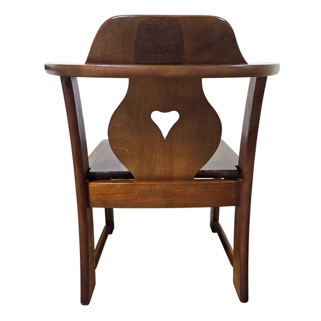 木製 ダイニングチェア 肘付き ハート背もたれ 板座 2脚セット ヴィンテージ