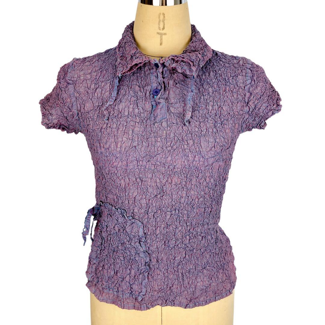 マカ83 超美品 ミーバイイッセイミヤケ 半袖ブラウス シワ加工