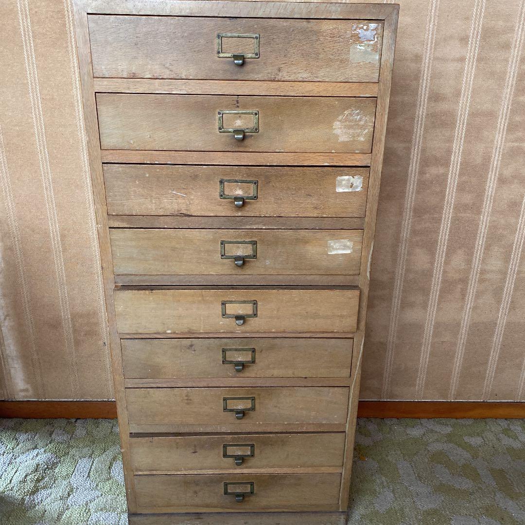 アンティーク　レトロ 引出し　収納棚9段