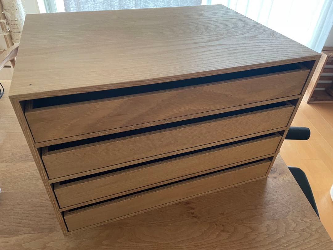 無印良品　木製収納ケース　引出し式　4段　ワイド　ナチュラル　オーク材②