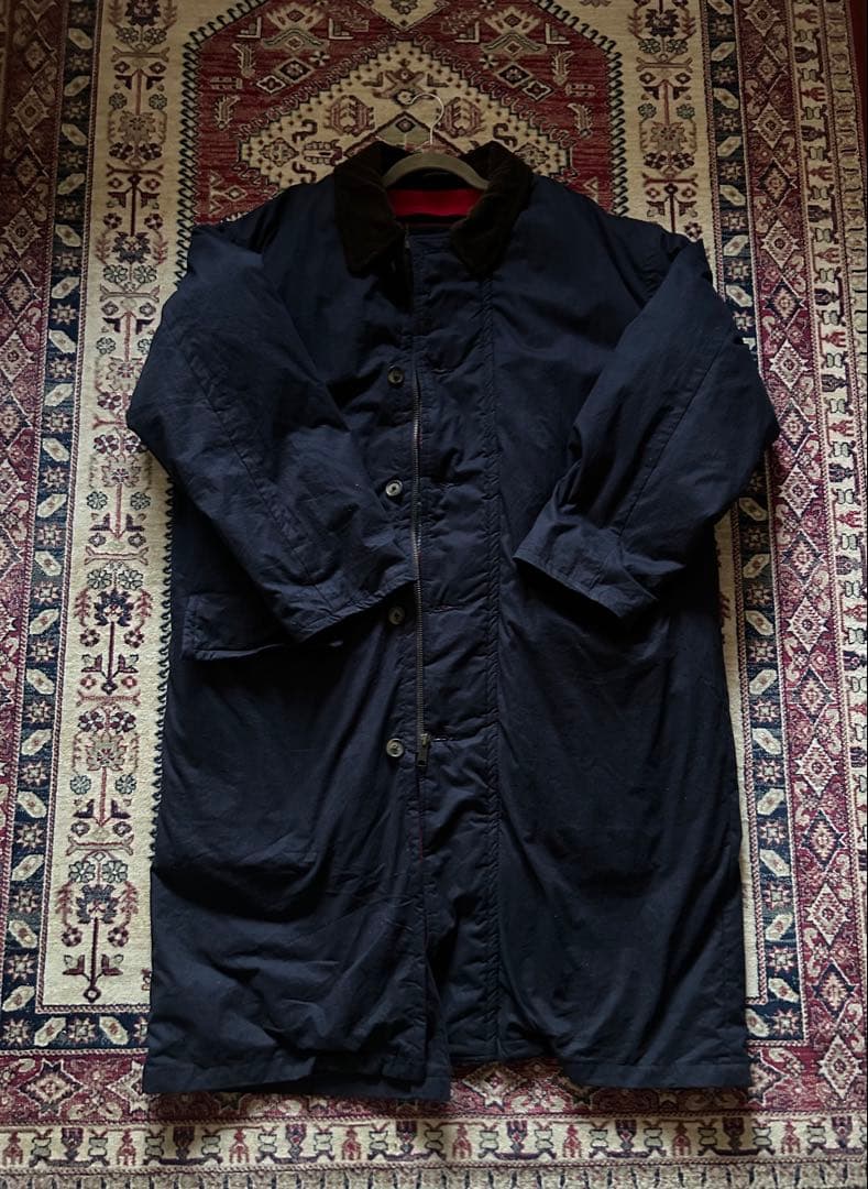 Eddie Bauer 中綿入り L 裏地チェック ステンカラーコート 90s