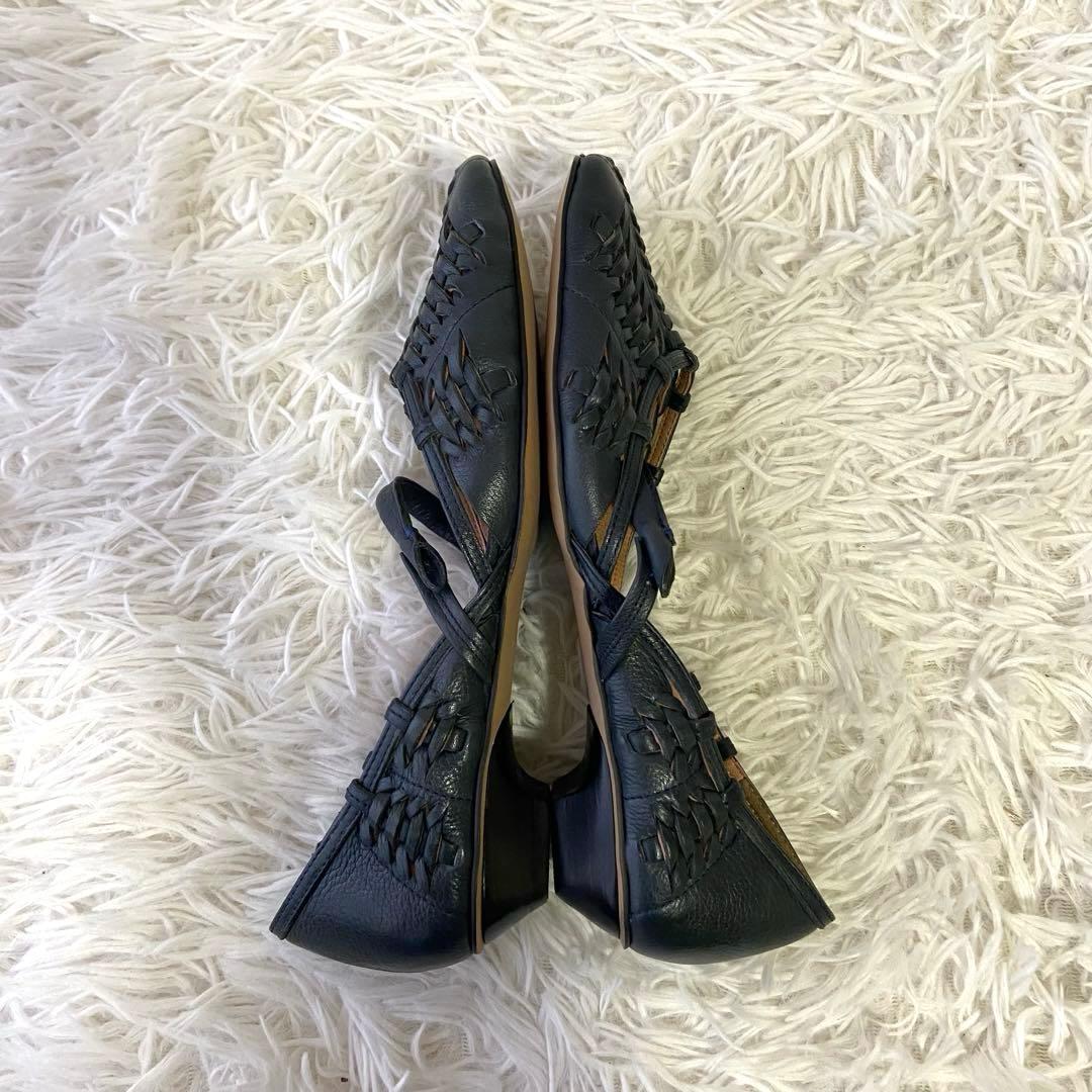 極美品✨SAYA パンプス ストラップ メッシュ ネイビー 24.5 日本製