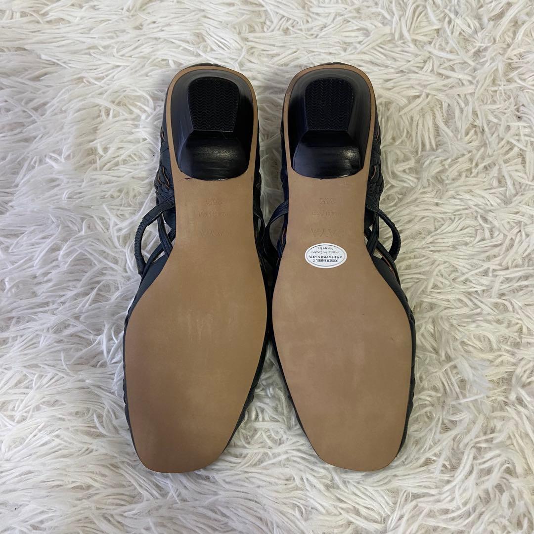 極美品✨SAYA パンプス ストラップ メッシュ ネイビー 24.5 日本製