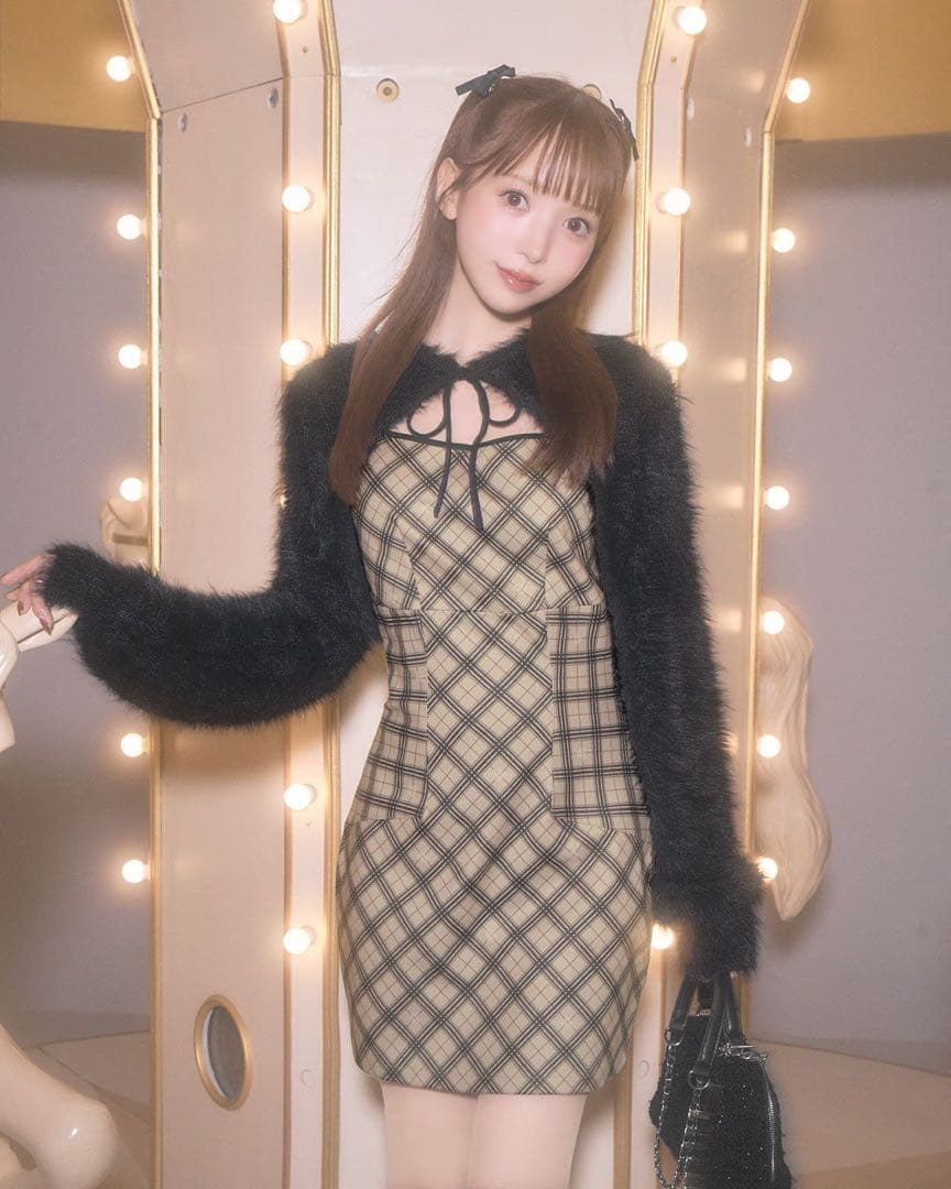 オリジナルチェック柄アンサンブルミニワンピース