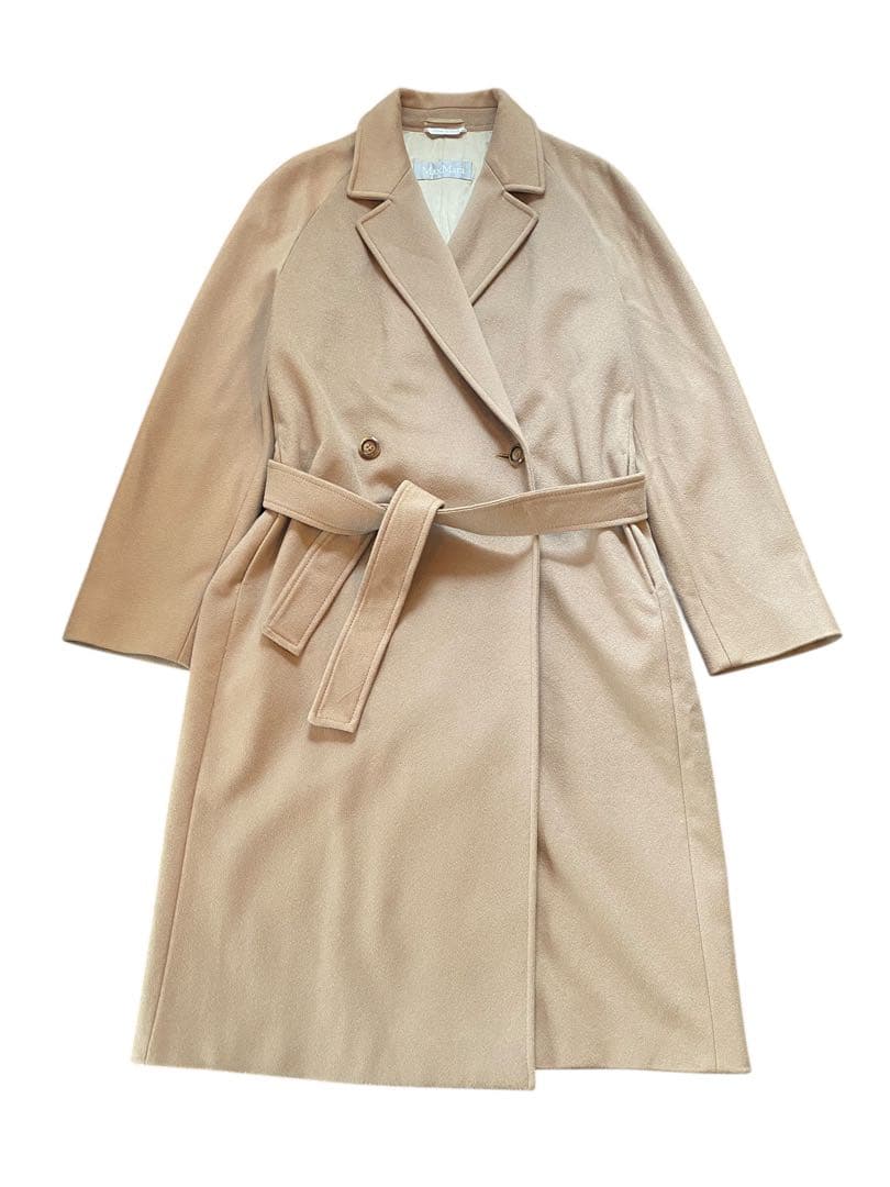 MAX MARA ベルテッド　ダブル　ロング　コート　キャメル