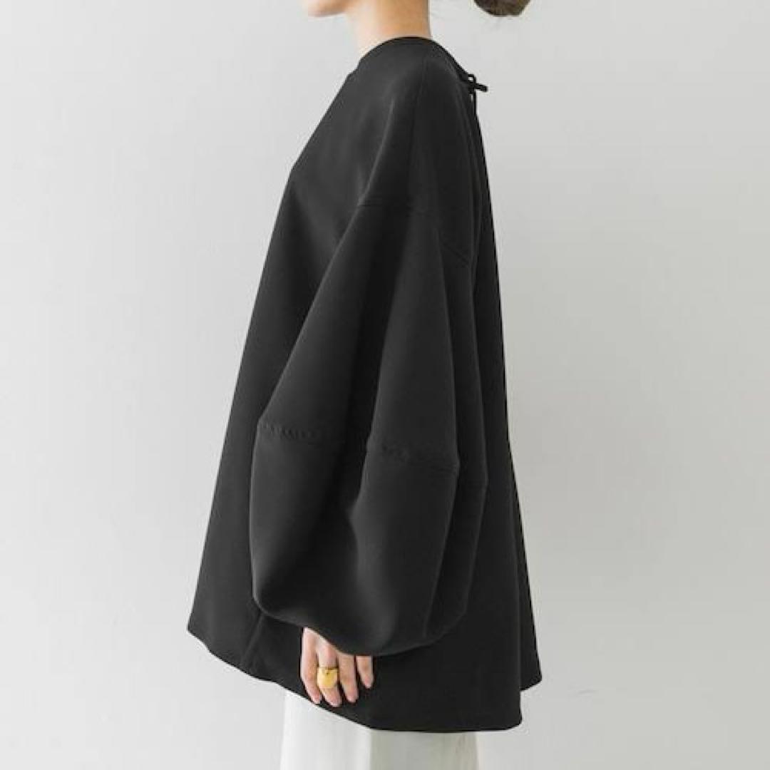 【美品✨】エンフォルド PEジョーゼット ドレープスリーブプルオーバー ブラック