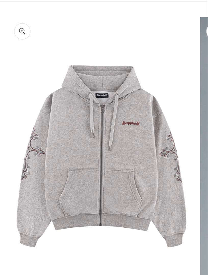 SUPPLIERフード付きジップパーカー