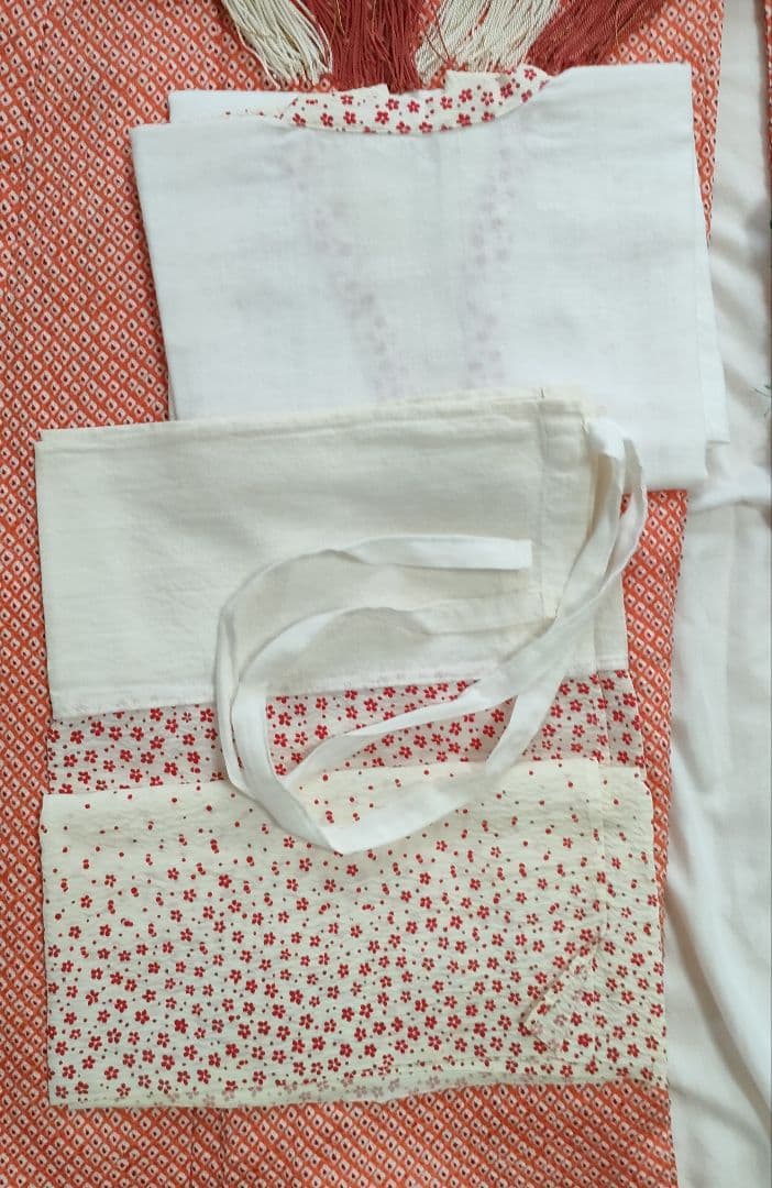 正絹着物一式 ジュニアサイズ 朱色総絞り　付属品多数 全14点