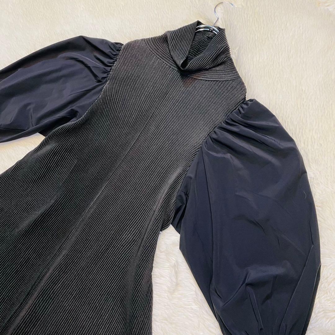 SPECCHIO ボリューム袖　Aラインワンピ　シャトルプリーツ　ドッキング