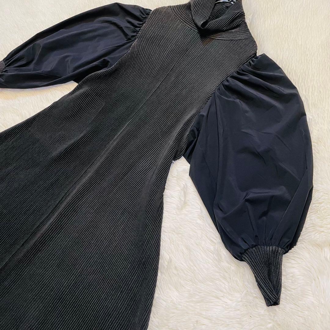 SPECCHIO ボリューム袖　Aラインワンピ　シャトルプリーツ　ドッキング