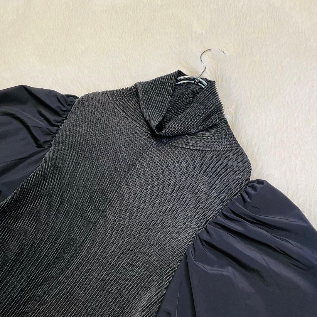 SPECCHIO ボリューム袖　Aラインワンピ　シャトルプリーツ　ドッキング