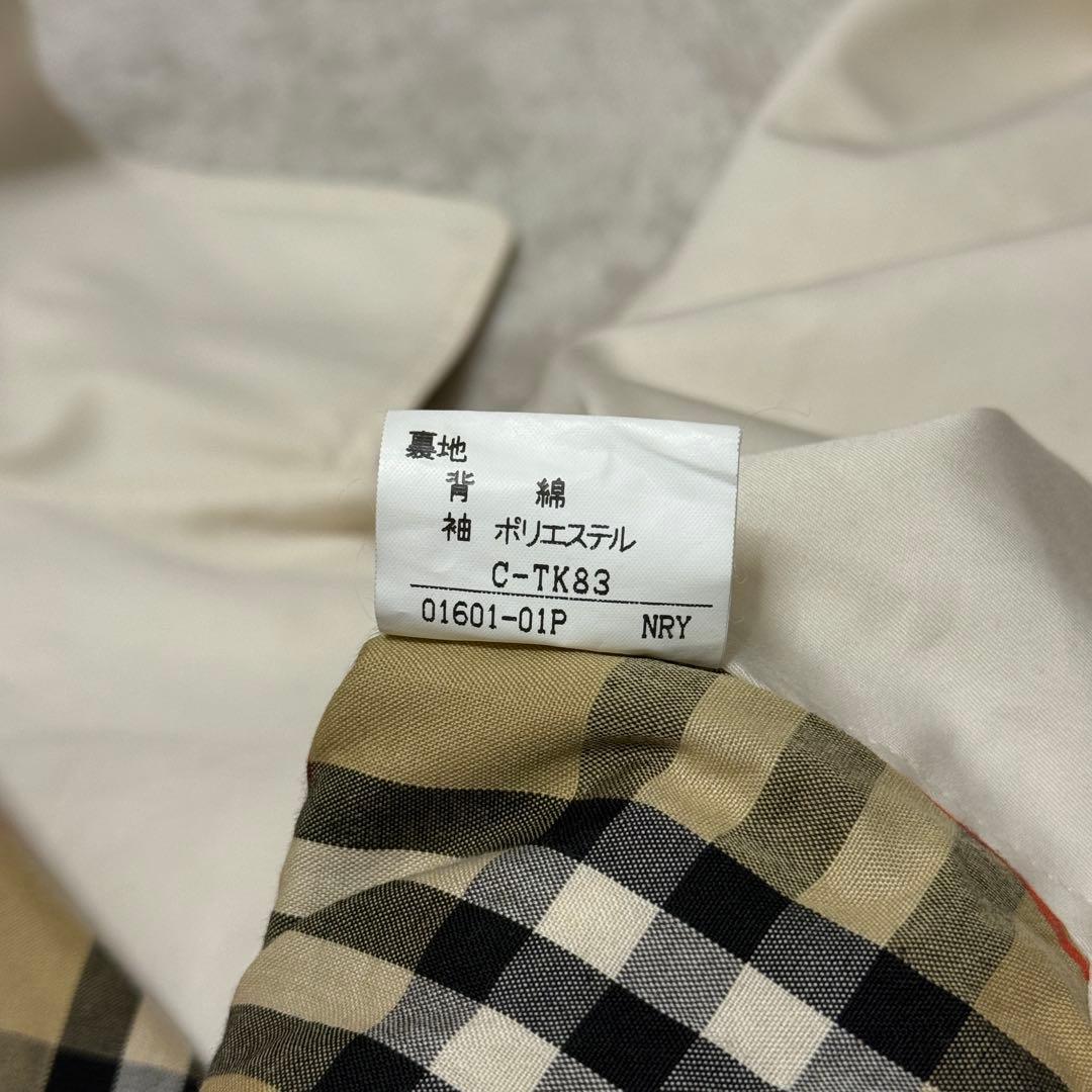 バーバリーズ　ステンカラーコート　金ボタン　チェック　白　M位