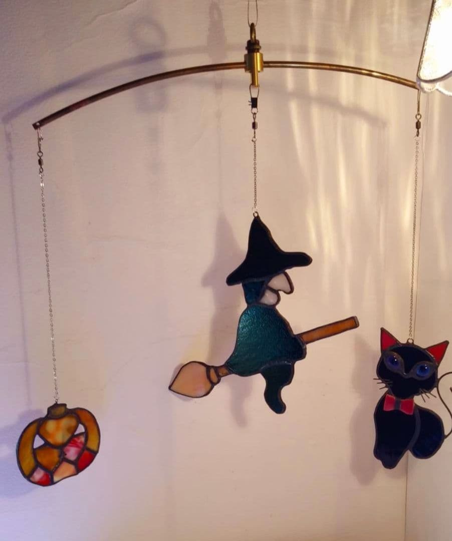 ステンドグラス　ハロウィンモチーフのモビール(よりどり3点)