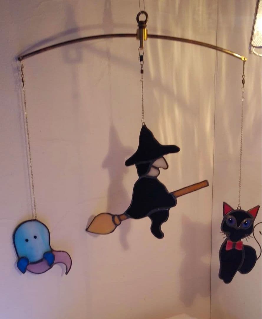 ステンドグラス　ハロウィンモチーフのモビール(よりどり3点)