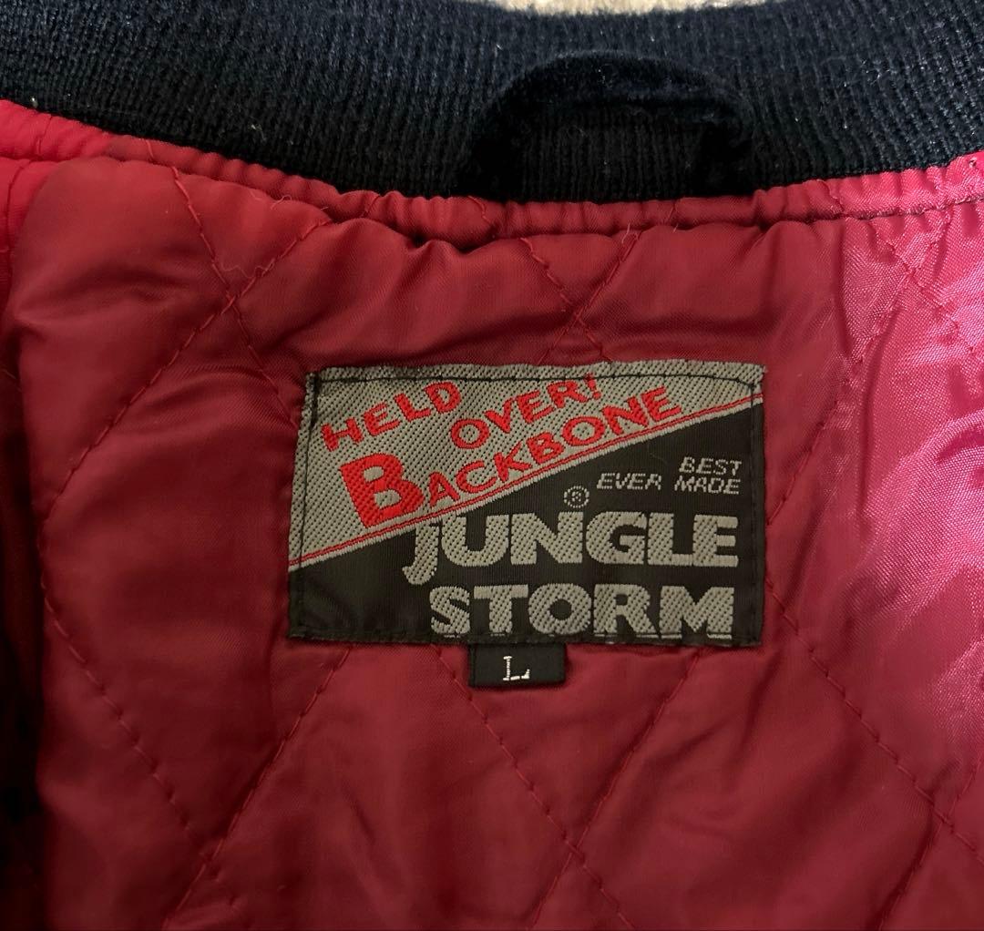 ✨JUNGLE STORMスカジャン✨Lサイズ　ベロア 刺繍　BLACK 横須賀