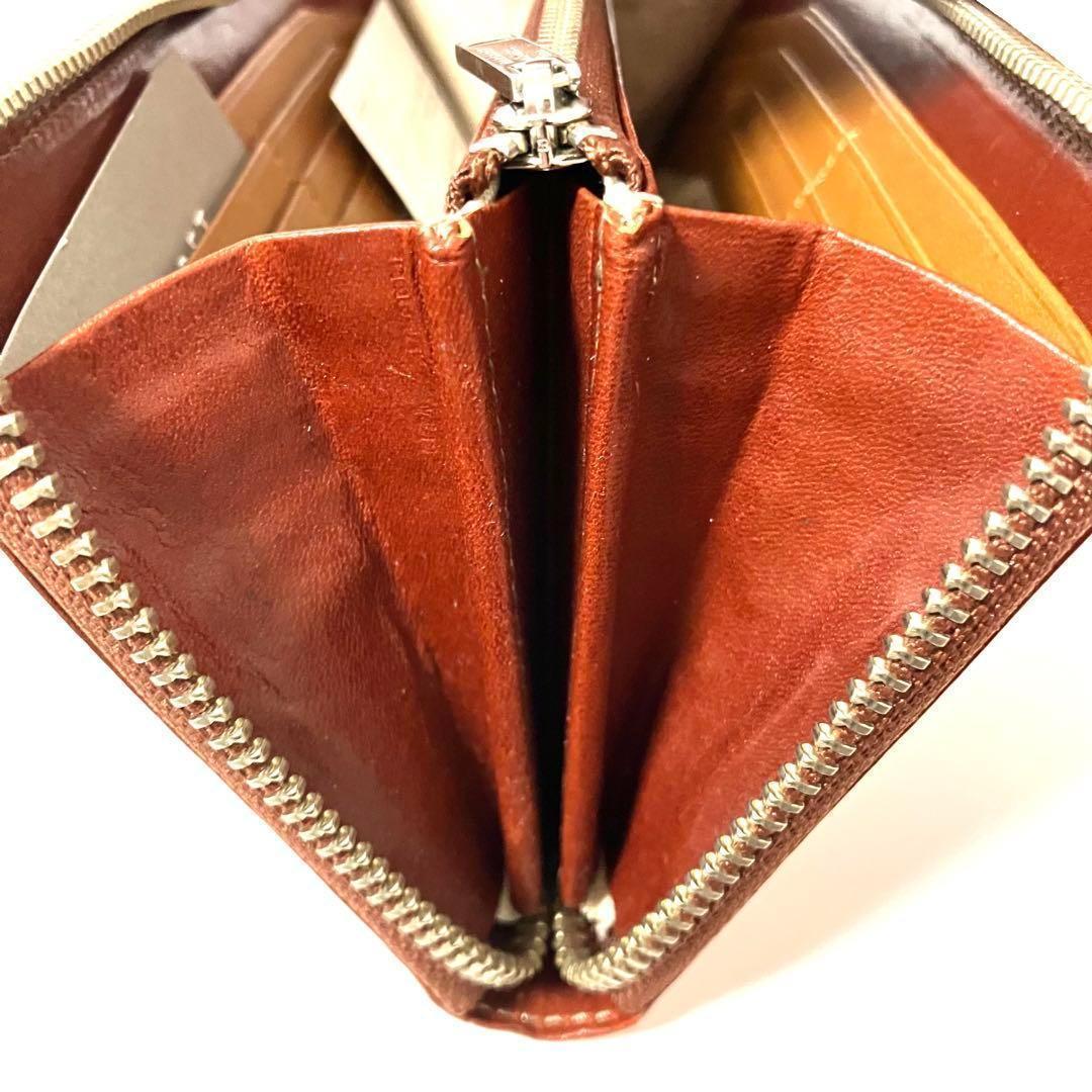 マーガレット✨ハウエル✨アイデア✨グロスアップレザー✨長財布✨ラウンド✨ブラウン