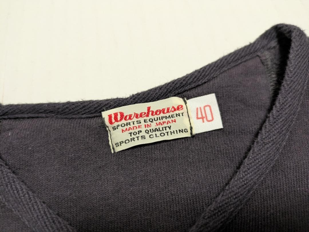 美品 WAREHOUSE US NAVY カーディガン スウェット 紺 40