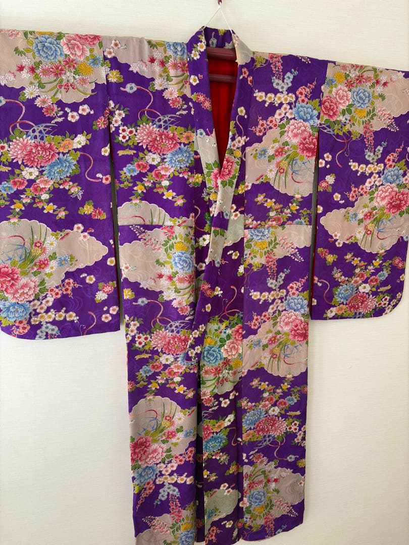 アンティーク　子供　着物　着丈130センチ　紫