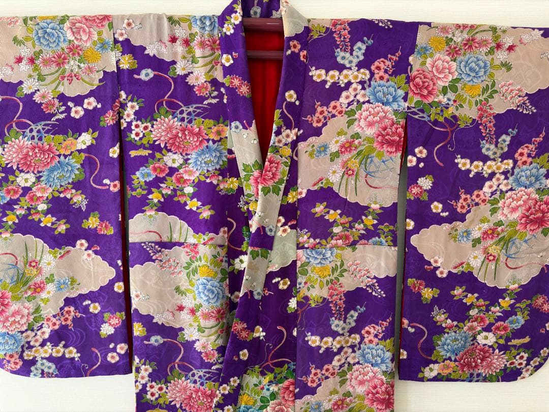 アンティーク　子供　着物　着丈130センチ　紫