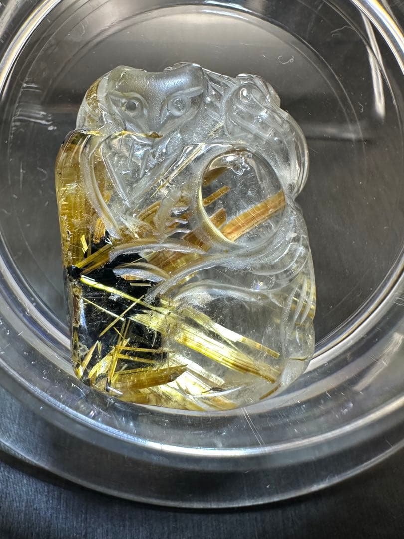 ルチルクォーツ彫物（九尾）