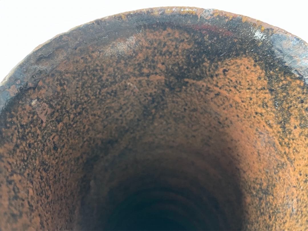 陶芸家　加守田章二　灰釉　筒花入　花瓶　花器　箱なし　益子焼