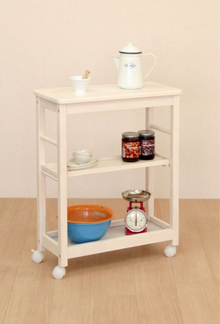 SOUP スリムワゴン3段 北欧風 タイルトップワゴン