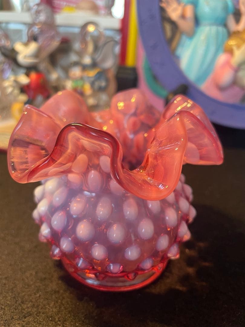 フェントン　クランベリー　オパールセント　ホブネイル　ミニフラワーベース