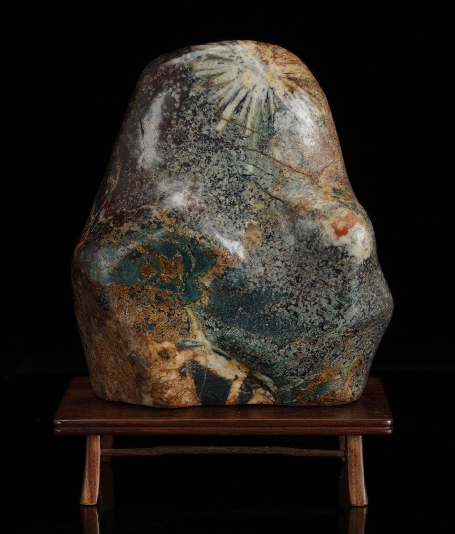 菊花石 白菊 紋石 台座付 1.4kg 鑑賞石 原石 天然石 水石 盆石 鉱物