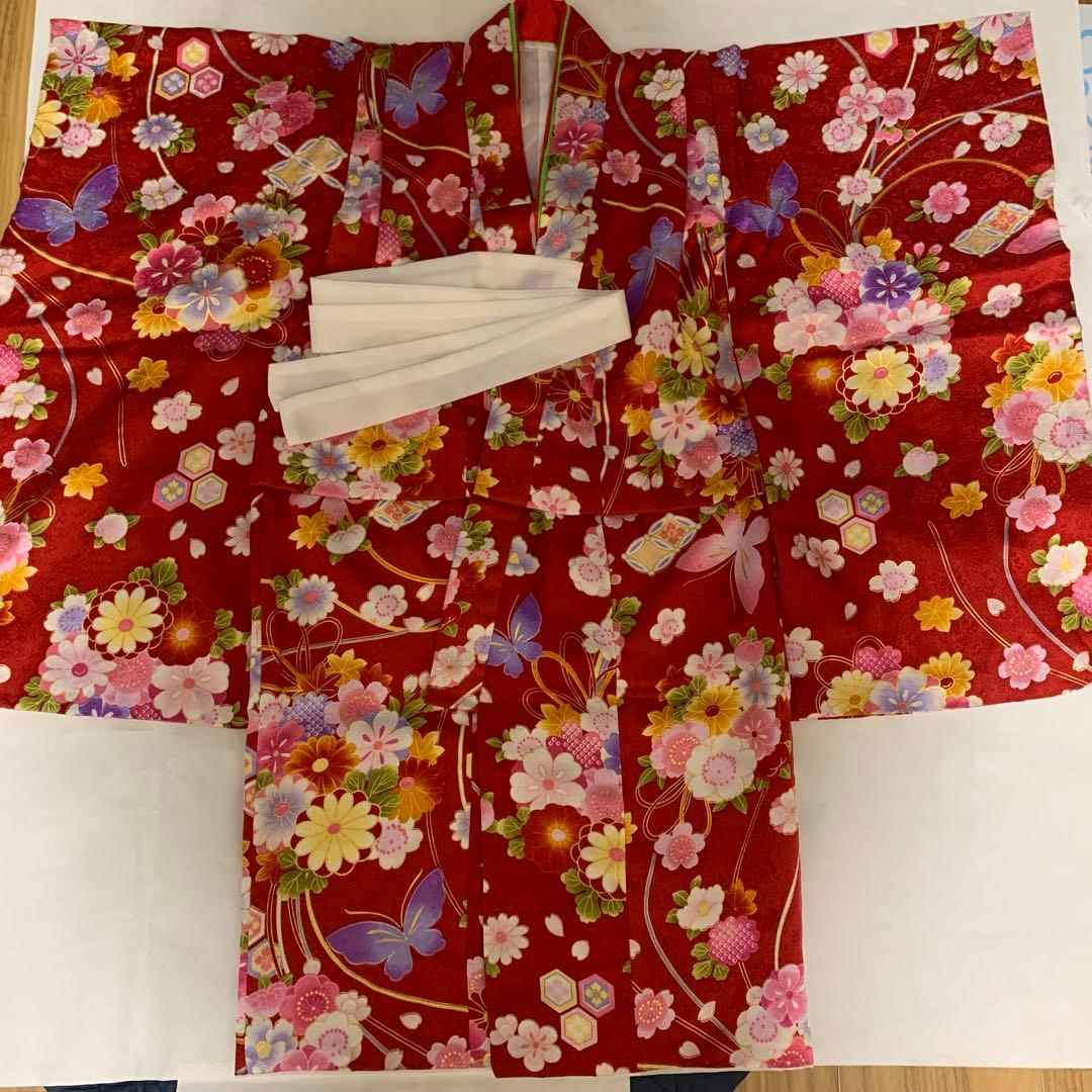 七五三 3才 赤 女の子 正絹 セット