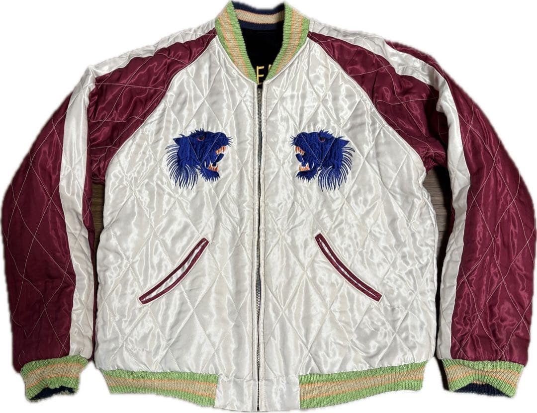 テーラー東洋 別珍 サテン スカジャン 青虎 TT12064 鷲 龍　富士山　L