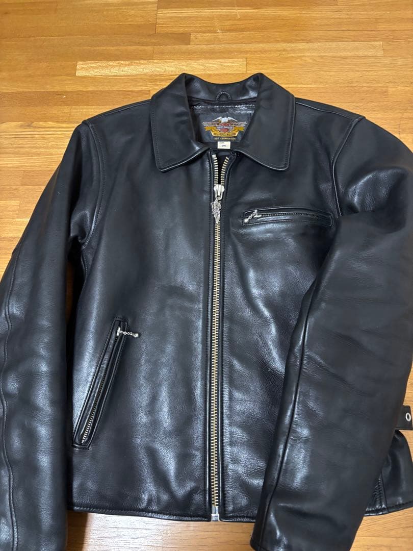 【H.D.C.製 希少】ハーレーダビッドソン 牛革 シングルライダース M