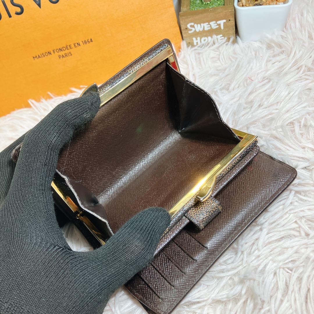 超美品 新型 ルイヴィトン ダミエ ポルト モネ ヴィエノワ がま口 折り財布