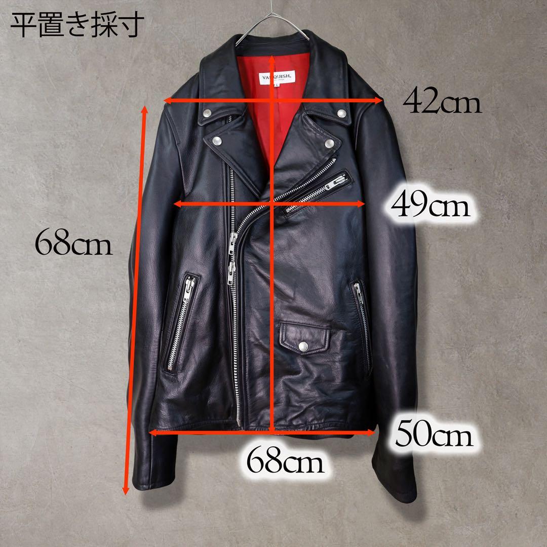 VANQUISH ヴァンキッシュ レザー 本革 ライダースジャケット L 黒 赤