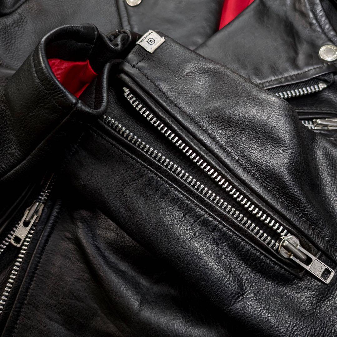 VANQUISH ヴァンキッシュ レザー 本革 ライダースジャケット L 黒 赤