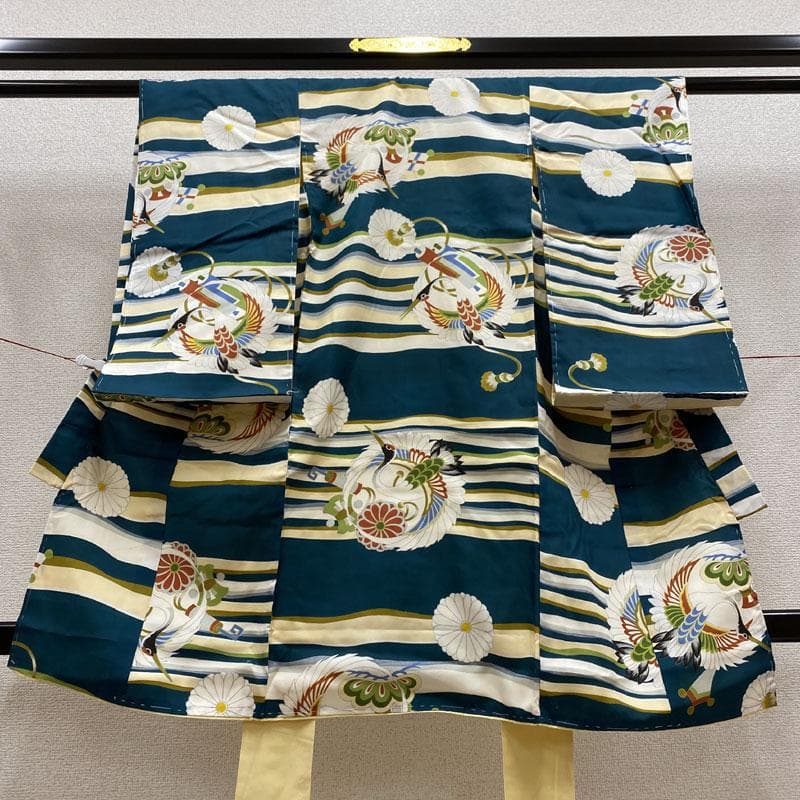 503ab39◎七五三 三歳 男児 着物&被布 セミアンティーク 一つ身◎美品