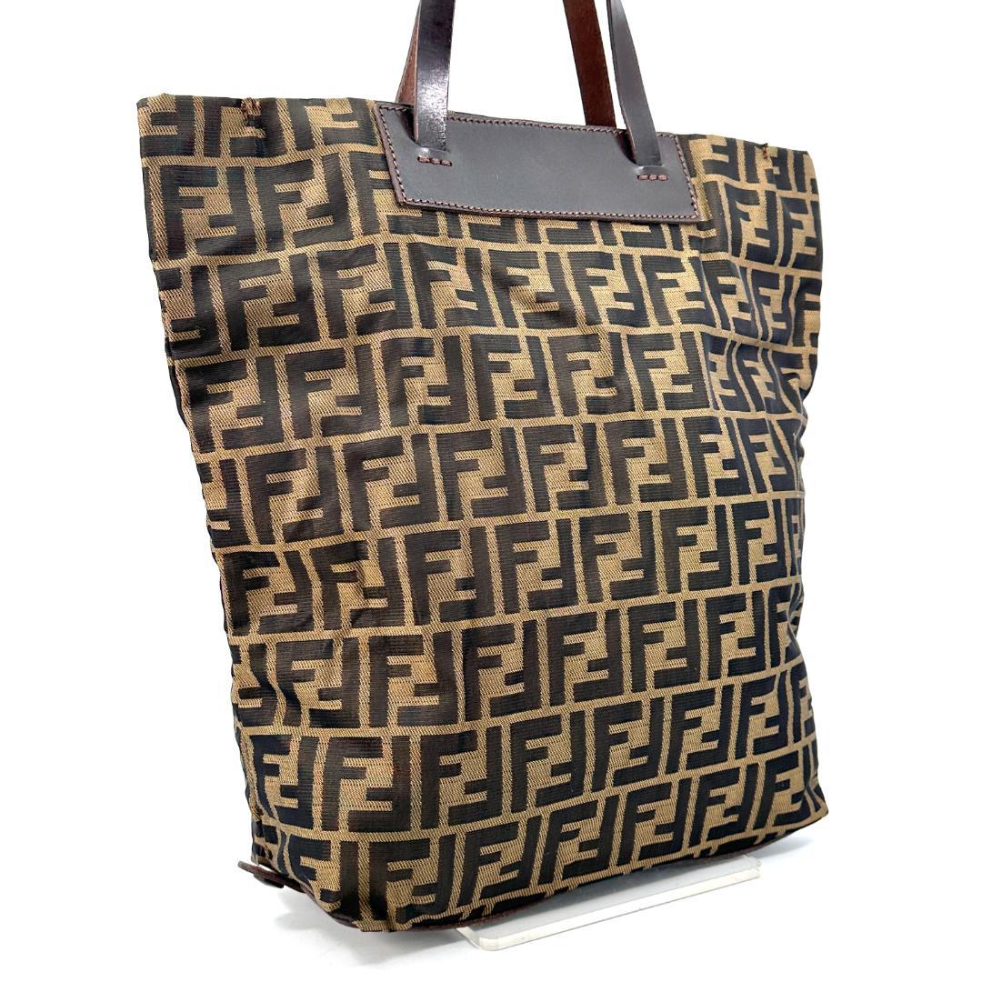FENDI ズッカ柄 FFロゴ トートバッグ ナイロン ブラウン ヴィンテージ
